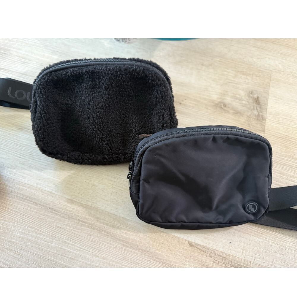 Bundle of 2 LOLË Belt Bags Fleece Sherpa & Nylon Crossbody Fanny Pack